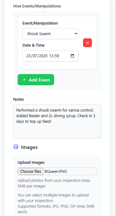 Mobile Field Access - Touch-friendly interface for apiary inspections